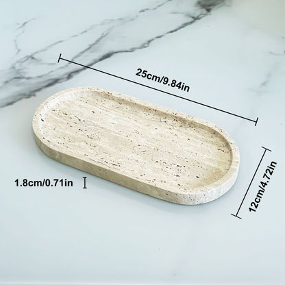Oval Travertine Tray, stone tray — view 3