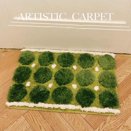 Moss Green Plush Non-Slip Rug — main view