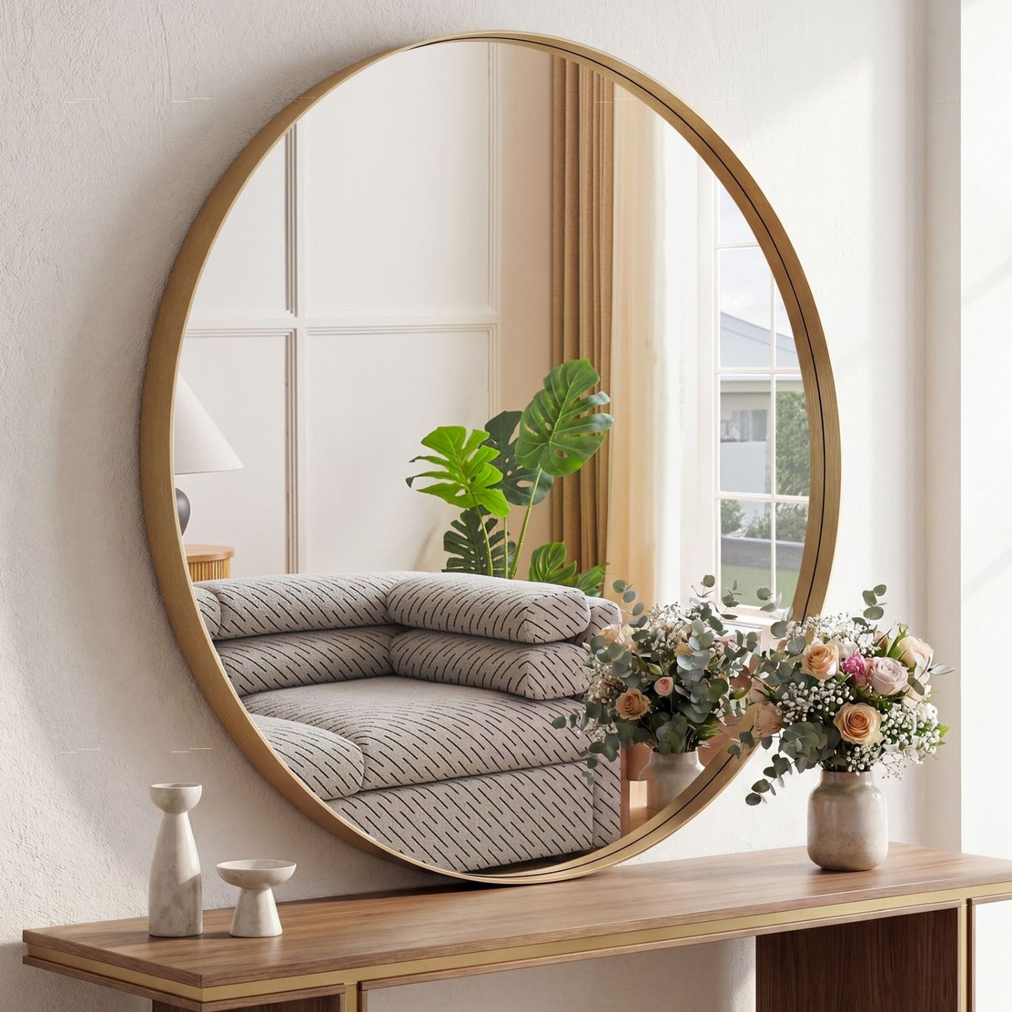 Round Metal-Frame Wall Mirror — view 5