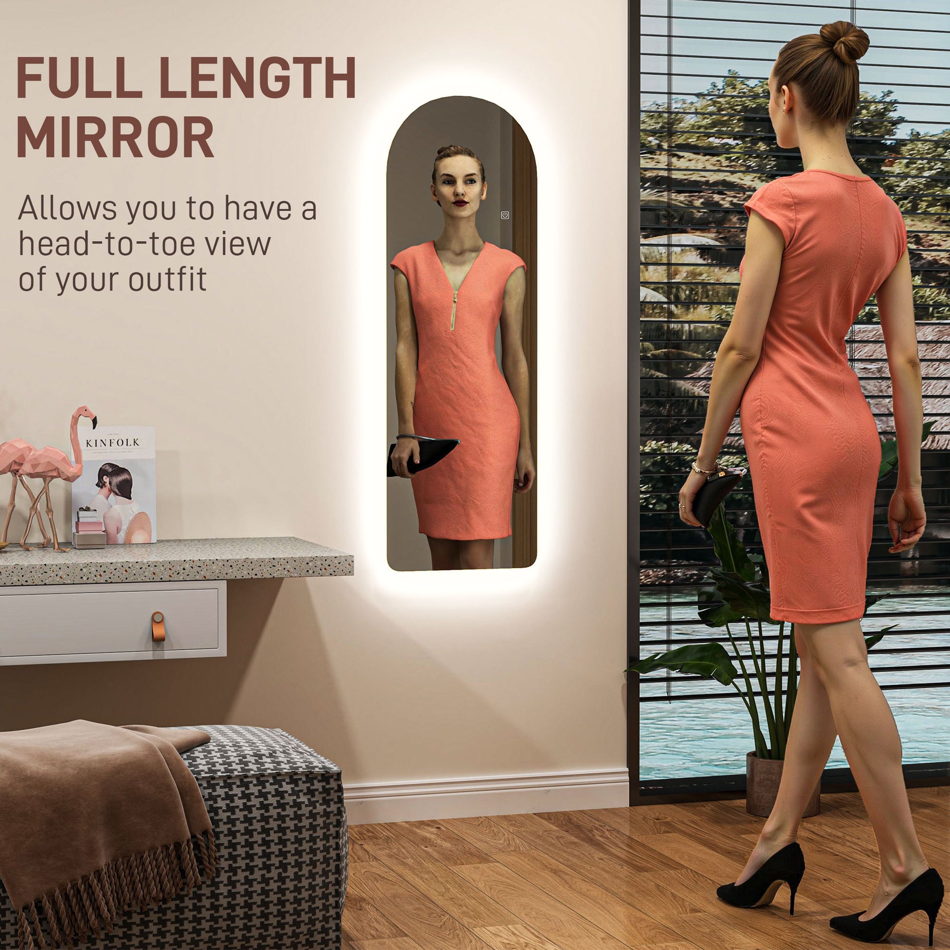 LED Arch Wall Mirror 120x40 cm — view 4