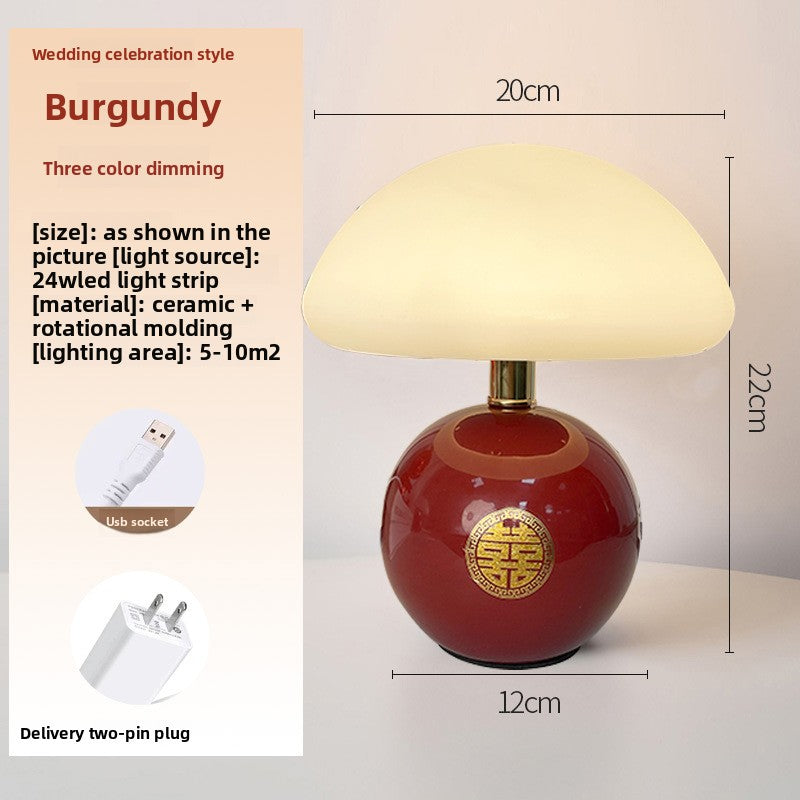 Mushroom Shape LED Table Lamp with Dimming Function, ceramic mushroom LED lamp — view 10