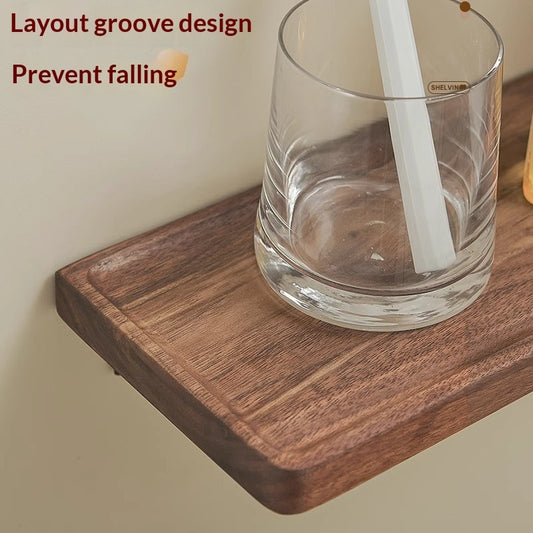 No-Drill Shower Shelf, Walnut Finish — view 2
