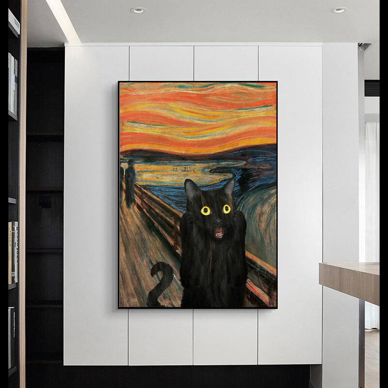 Funny Black Cat Portrait Print — view 5