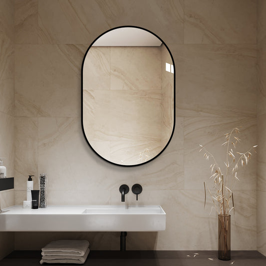 Arch Wall Mirror 60x90 cm - Black Aluminum Frame — main view