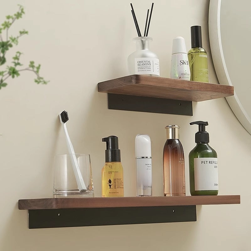 No-Drill Shower Shelf, Walnut Finish — view 5