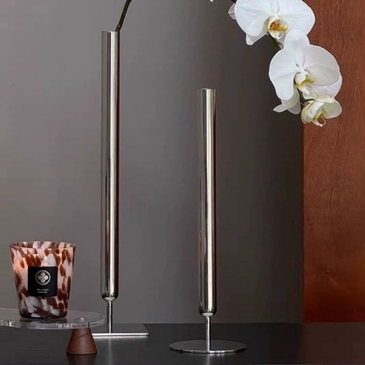 Geometric Steel Vase, faceted metal vase — view 2