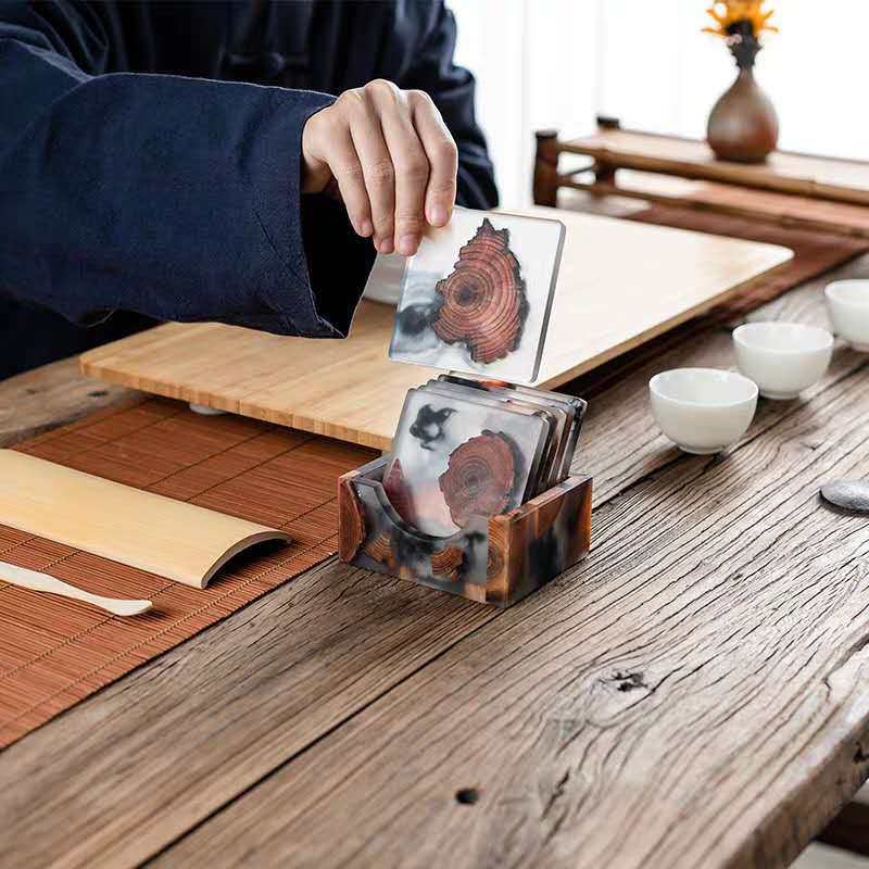 Zen Resin Coaster Set, resin coasters — view 3