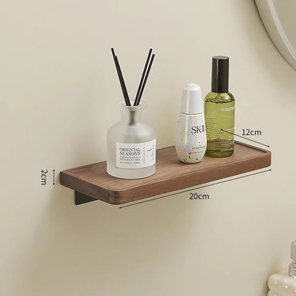 No-Drill Shower Shelf, Walnut Finish — view 3