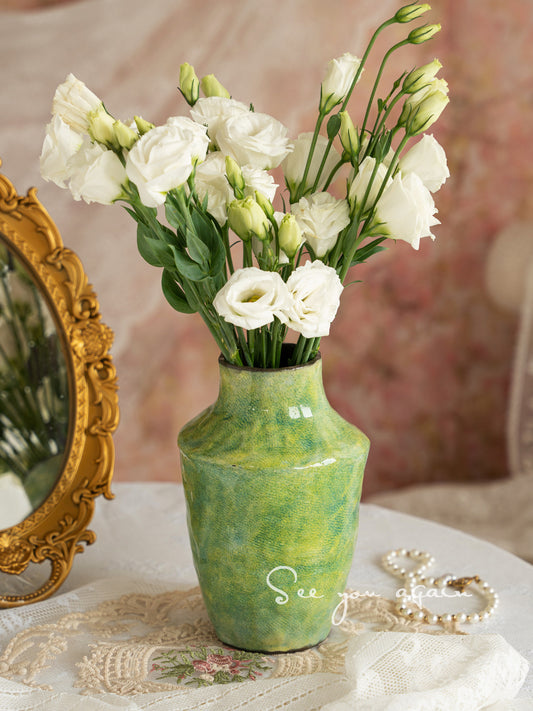 French Retro Ceramic Vase — matte vintage-style vase | BYHIMSELF
