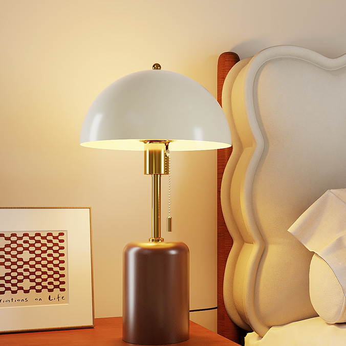 Vintage Solid Wood Bedside Table Lamp — view 3