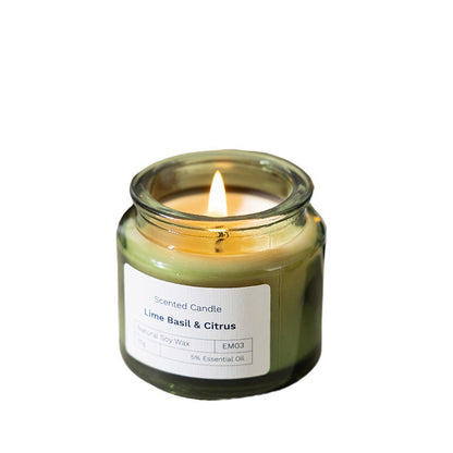 Green Glass Soy Candle with Wood Lid — view 3