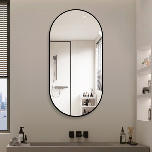 Arch Wall Mirror 60x120 cm - Black Aluminum Frame — main view