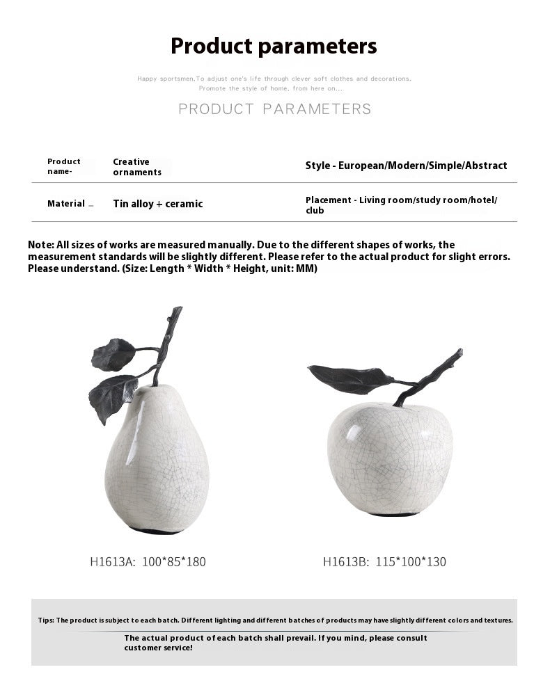 Marble-Effect Apple & Pear Sculpture — view 9
