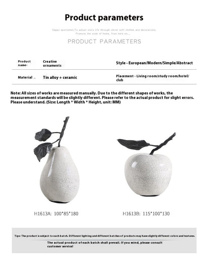 Marble-Effect Apple & Pear Sculpture — view 9
