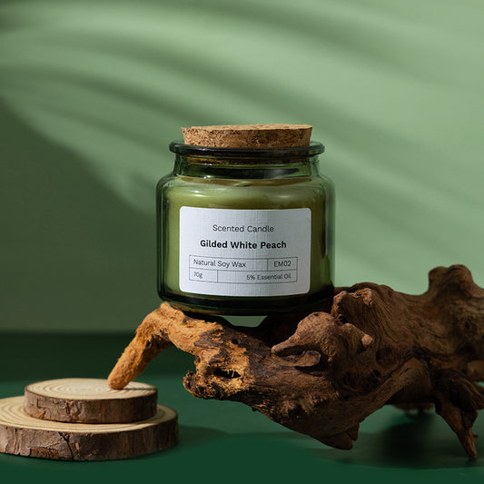 Green Glass Soy Candle with Wood Lid — view 2