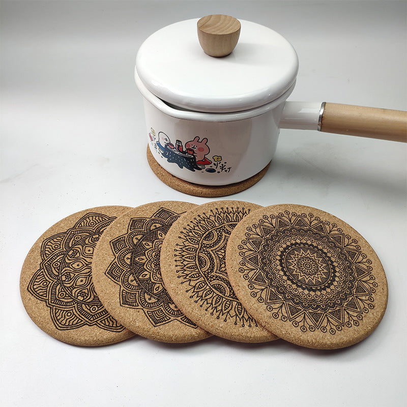 Mandala Cork Coaster Set, cork coasters — view 3
