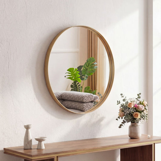 Round Metal-Frame Wall Mirror — view 2
