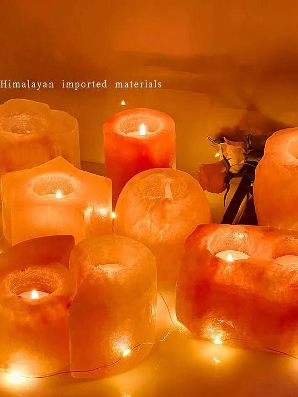 Himalayan Salt Candle Holder — warm salt tealight holder | BYHIMSELF