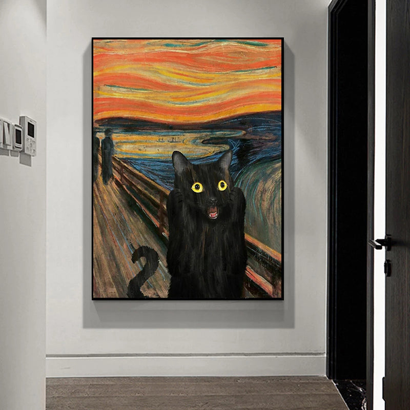 Funny Black Cat Portrait Print — view 3