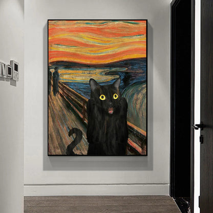 Funny Black Cat Portrait Print — view 3