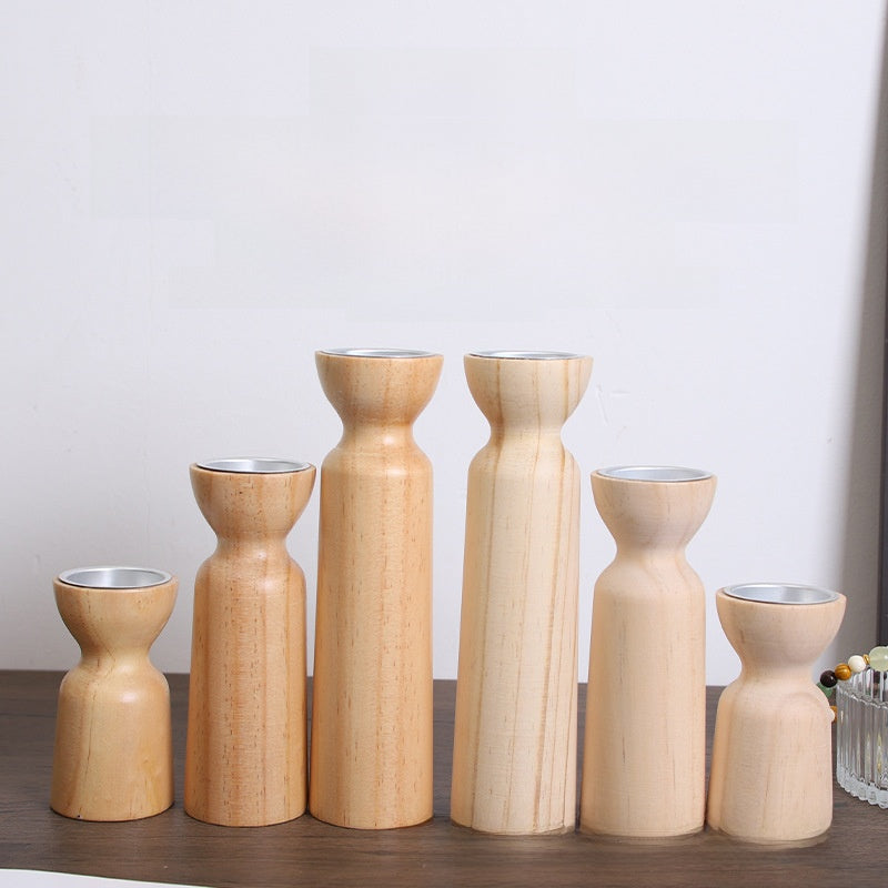 Nordic Wood Candle Holder, wooden decor — view 4