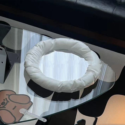 Fabric-Framed Round Wall Mirror — view 2