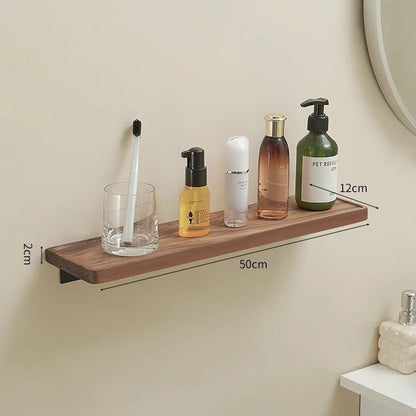 No-Drill Shower Shelf, Walnut Finish — view 9