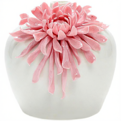 Pink Chrysanthemum Ceramic Vase — view 3